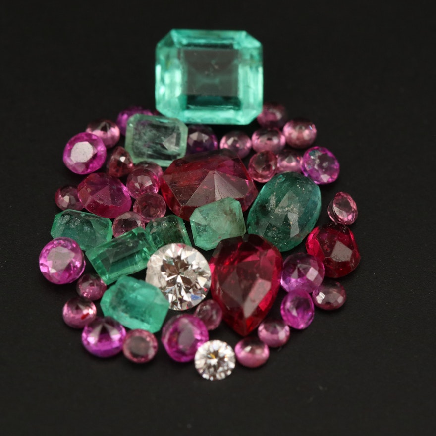 Loose 0.30 CTW Diamonds and 6.77 CTW Rubies and Emeralds