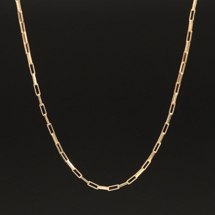 14K Square Paperclip Chain Necklace