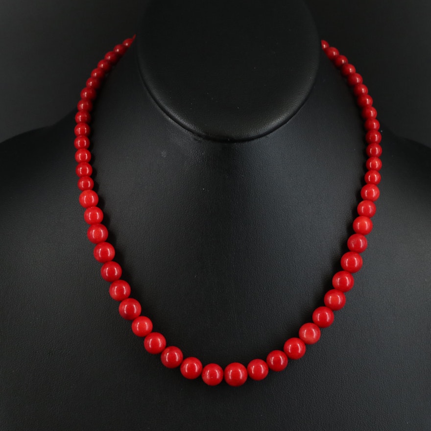 Graduated Coral Necklace with 14K Clasp