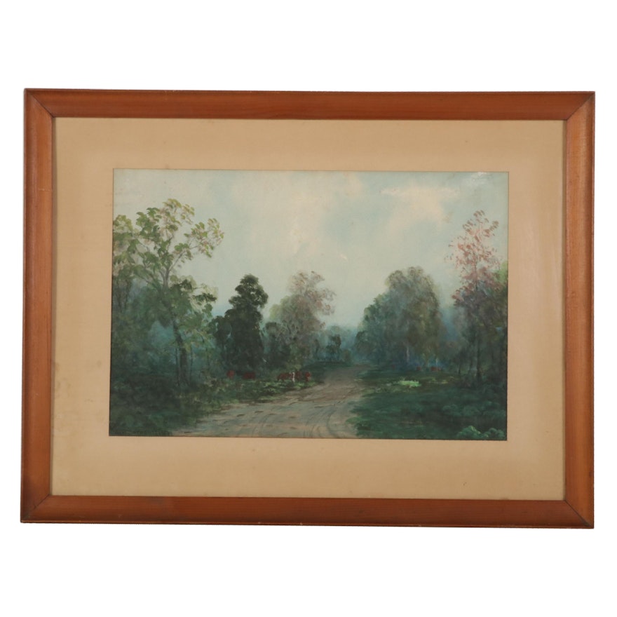 Robert Burns Wilson Landscape Watercolor Painting, Late 19th-Early 20th Century