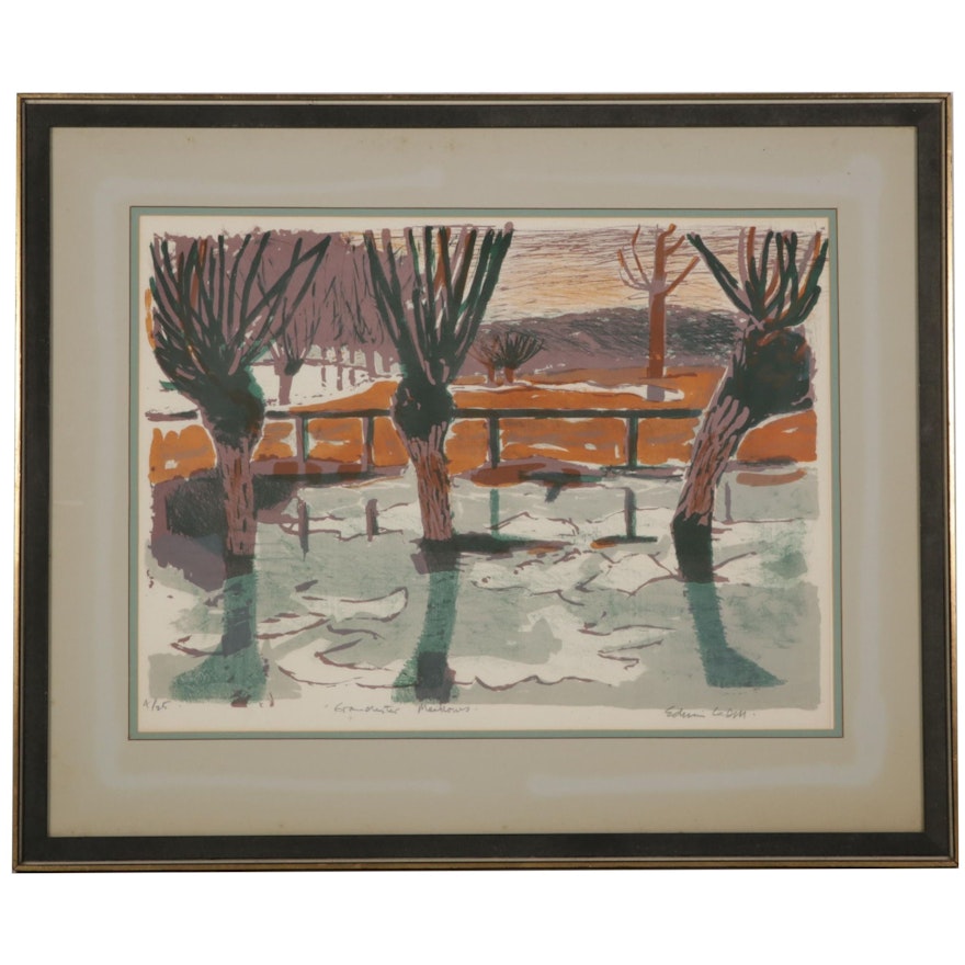 Edwin La Dell Color Lithograph "Grantchester Meadows," Mid-Late 20th Century
