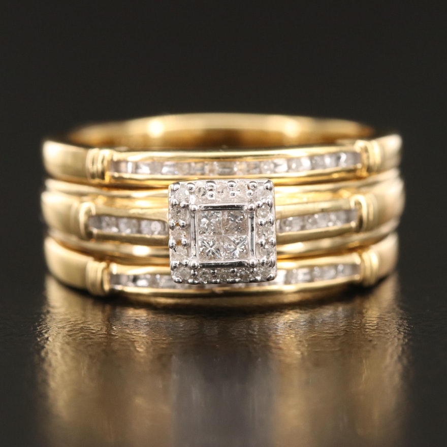 Sterling Diamond Ring and Ring Enhancer Set