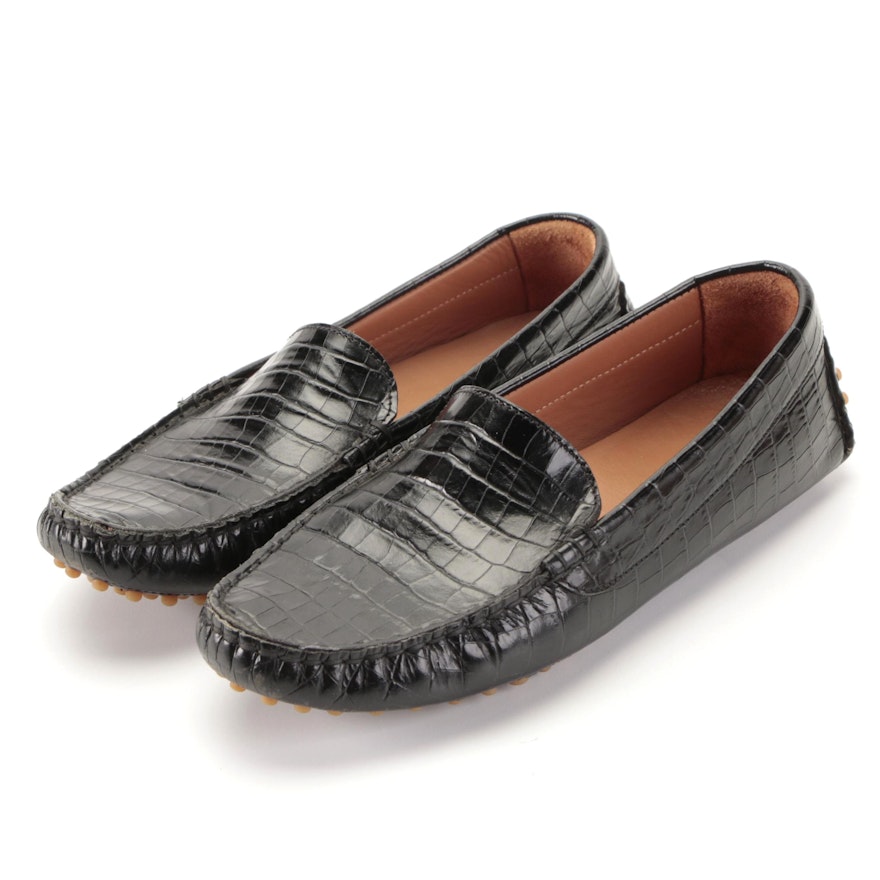 M. Gemi The Felize Moccasins in Printed Black Leather with Box