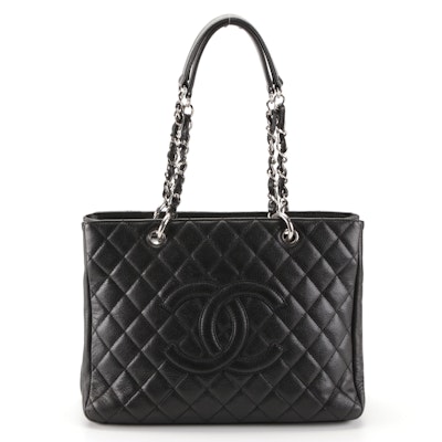 Chanel Grand Shopping Tote in Black Quilted Caviar Leather