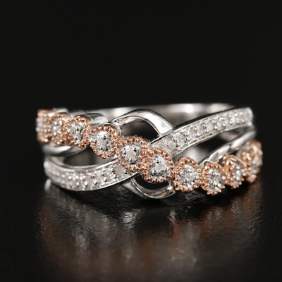 Sterling Two-Tone Diamond Crossover Band