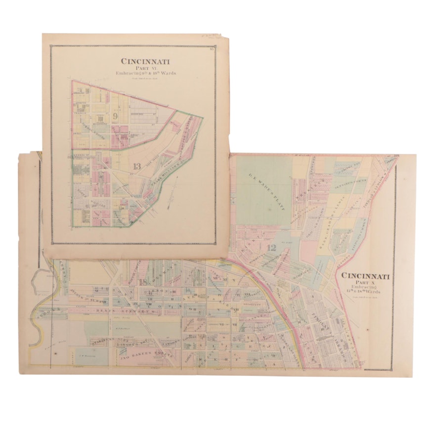 Robert H. Harrison Lithograph Maps of Cincinnati, Circa 1869