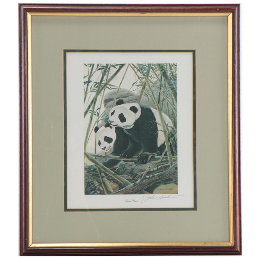 John A. Ruthven Offset Lithograph "Panda Bears"