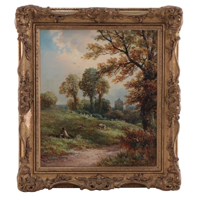 George Turner Pastoral Landscape Oil Painting "Companion Piece"