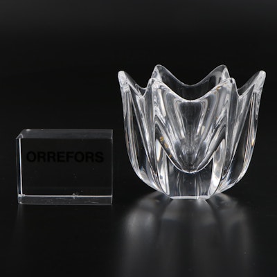 Orrefors "Belle" Crystal Bowl and Advertising Paperweight