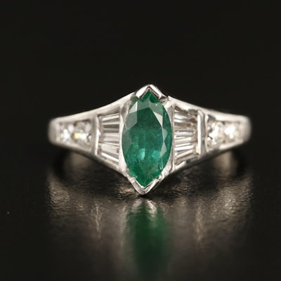 14K 0.86 CT Emerald and Diamond Ring with GIA Report