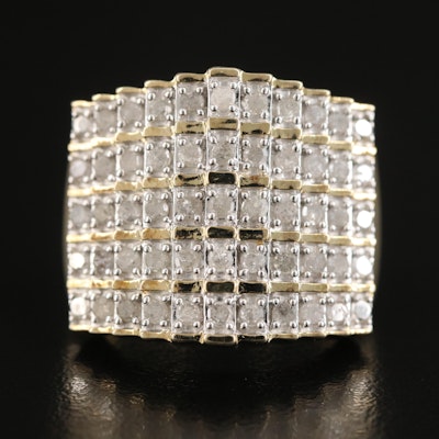 Sterling 1.02 CTW Diamond Stepped Ring