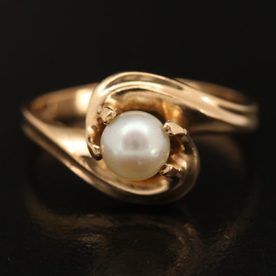 10K Pearl Solitaire Ring