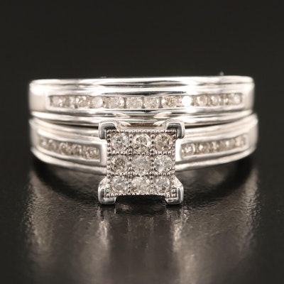 Sterling 0.51 CTW Diamond Ring and Band Set