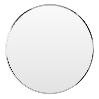 Round Stainless Steel Vanity Mirror in Nickel Finish