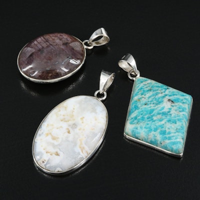 Sterling Amazonite, Agate and Sapphire Pendants