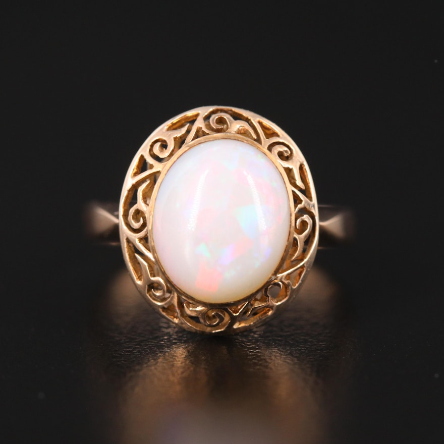 10K Opal Ring with Scroll Design Gallery