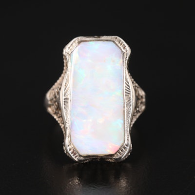 14K Opal Ring with Milgrain Detail