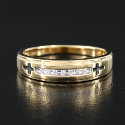 Sterling Diamond Band with Cross Accents
