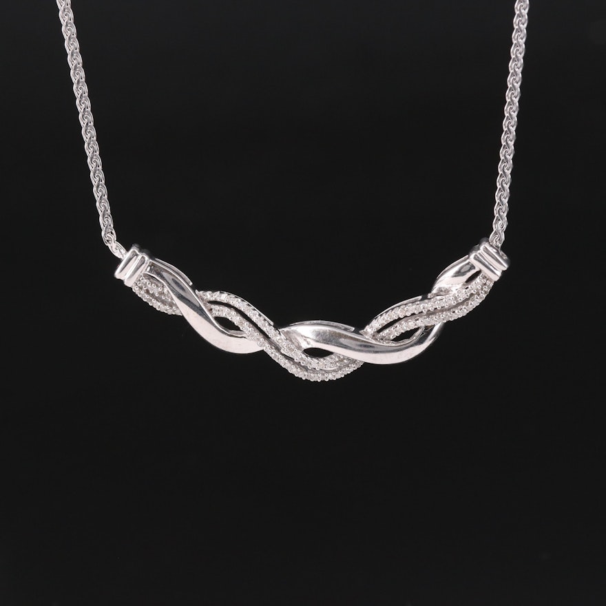 Sterling Diamond Crossover Necklace