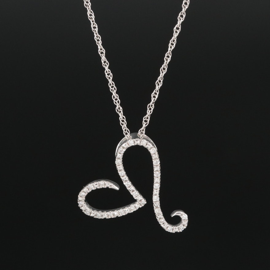 Sterling Diamond Abstract Heart Pendant Necklace