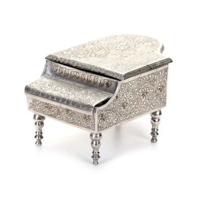 Silver Plated Grand Piano Music Box Featuring Thoren's Movement Maker