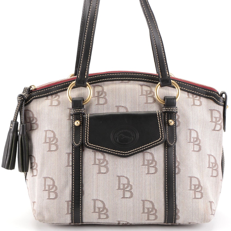 Dooney & Bourke Signature Canvas and Leather Shoulder Bag with Tassel Zip