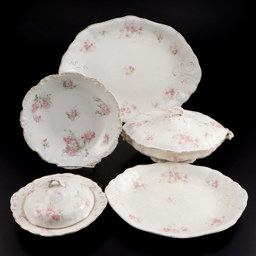 Jean Pouyat Limoges Porcelain Serveware, Early to Mid 20th Century