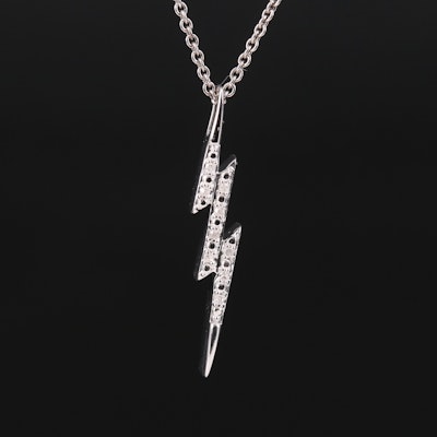 Sterling Diamond Lightning Bolt Pendant Necklace