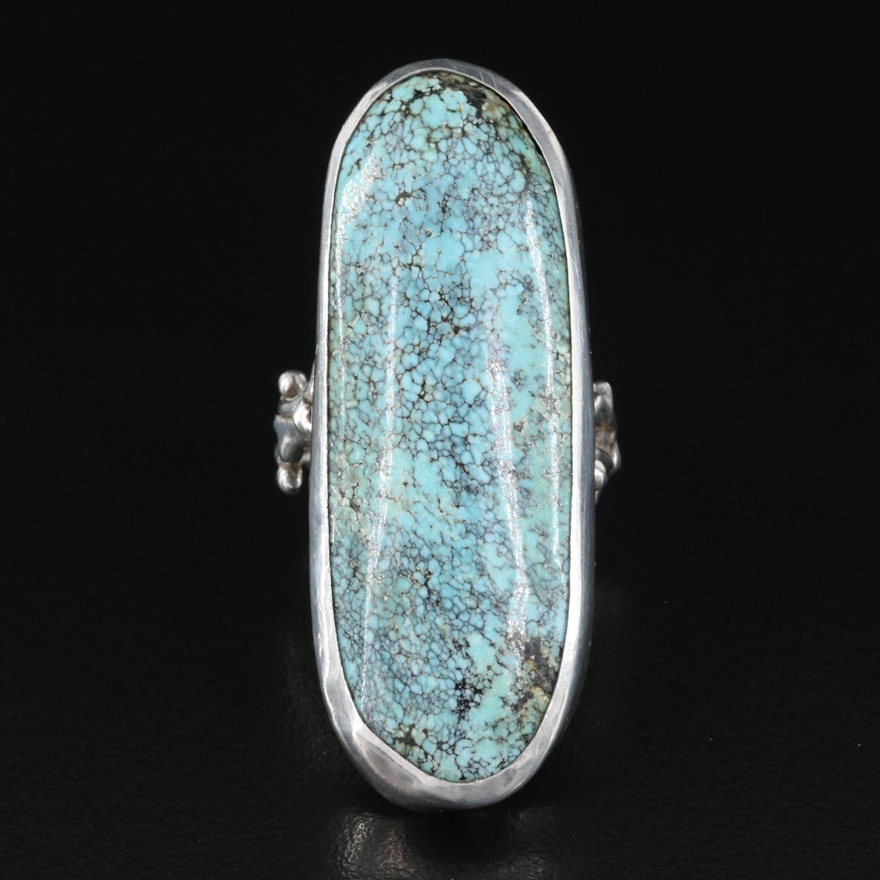 Artist Signed Sterling Turquoise Pointer Ring
