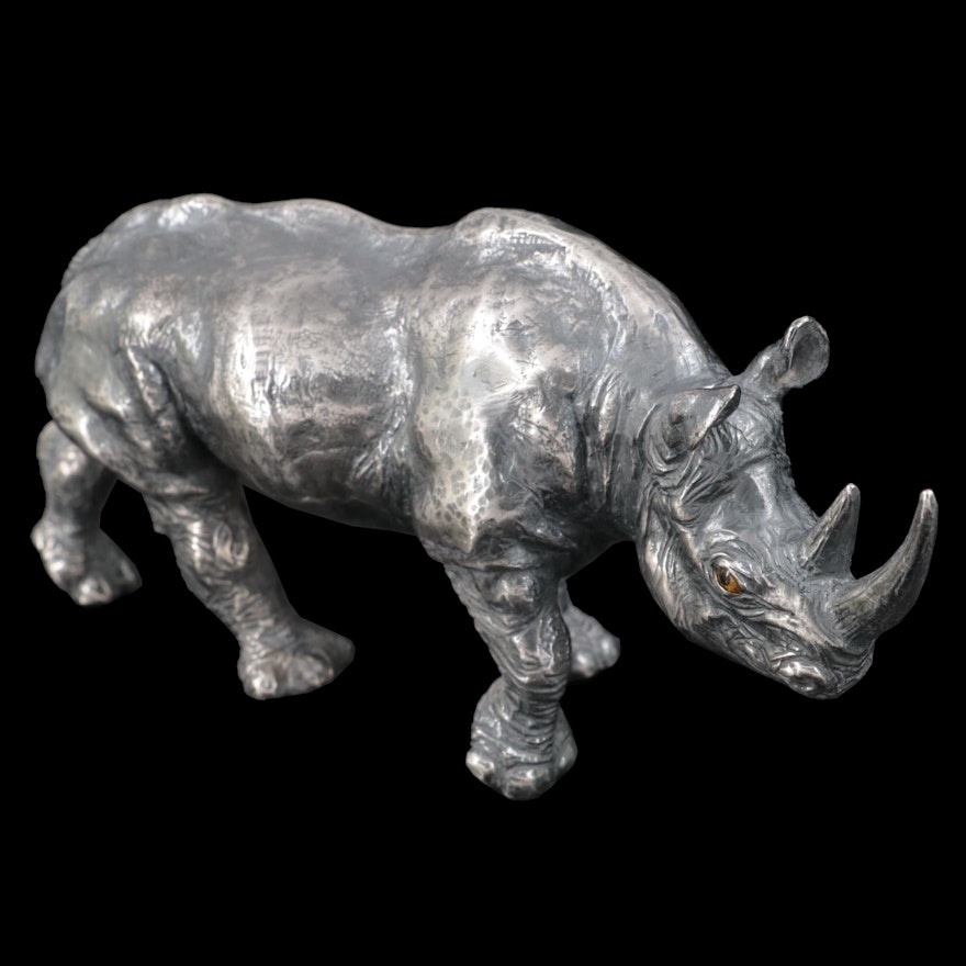 Buccellati Italian Sterling Silver Electroform Rhinoceros Figurine