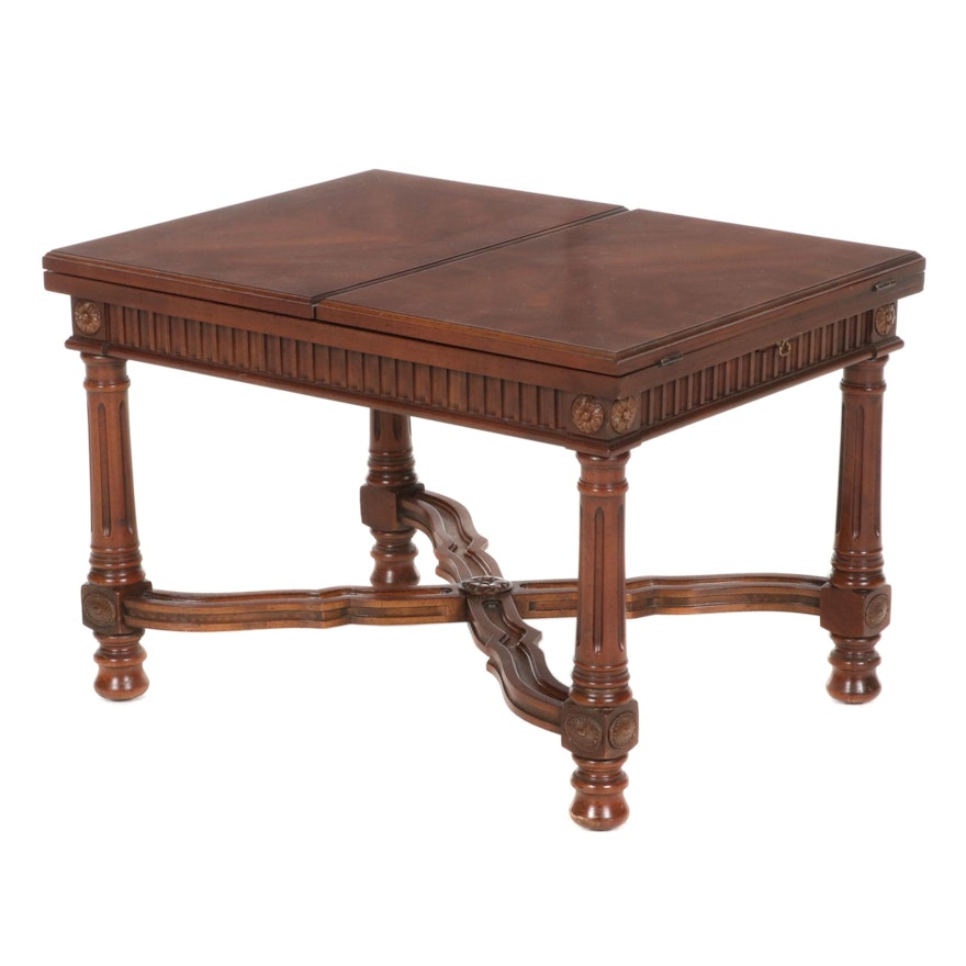 Walnut Carved Drop-Leaf Coffee Table, Late 20th Century