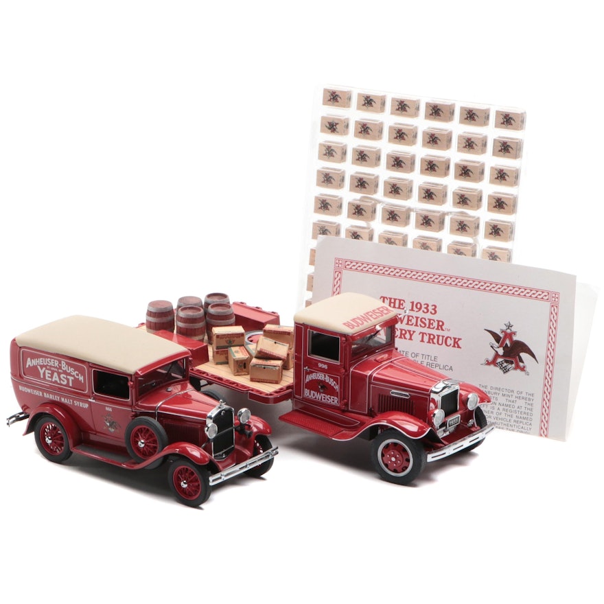 Danbury Mint 1931 and 1933 Budweiser Delivery Truck Models
