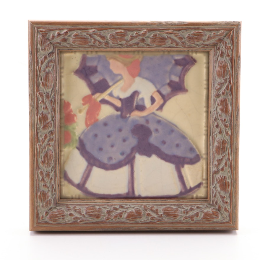Rookwood Style Arts and Crafts Tile Plaque, Early 20th Century