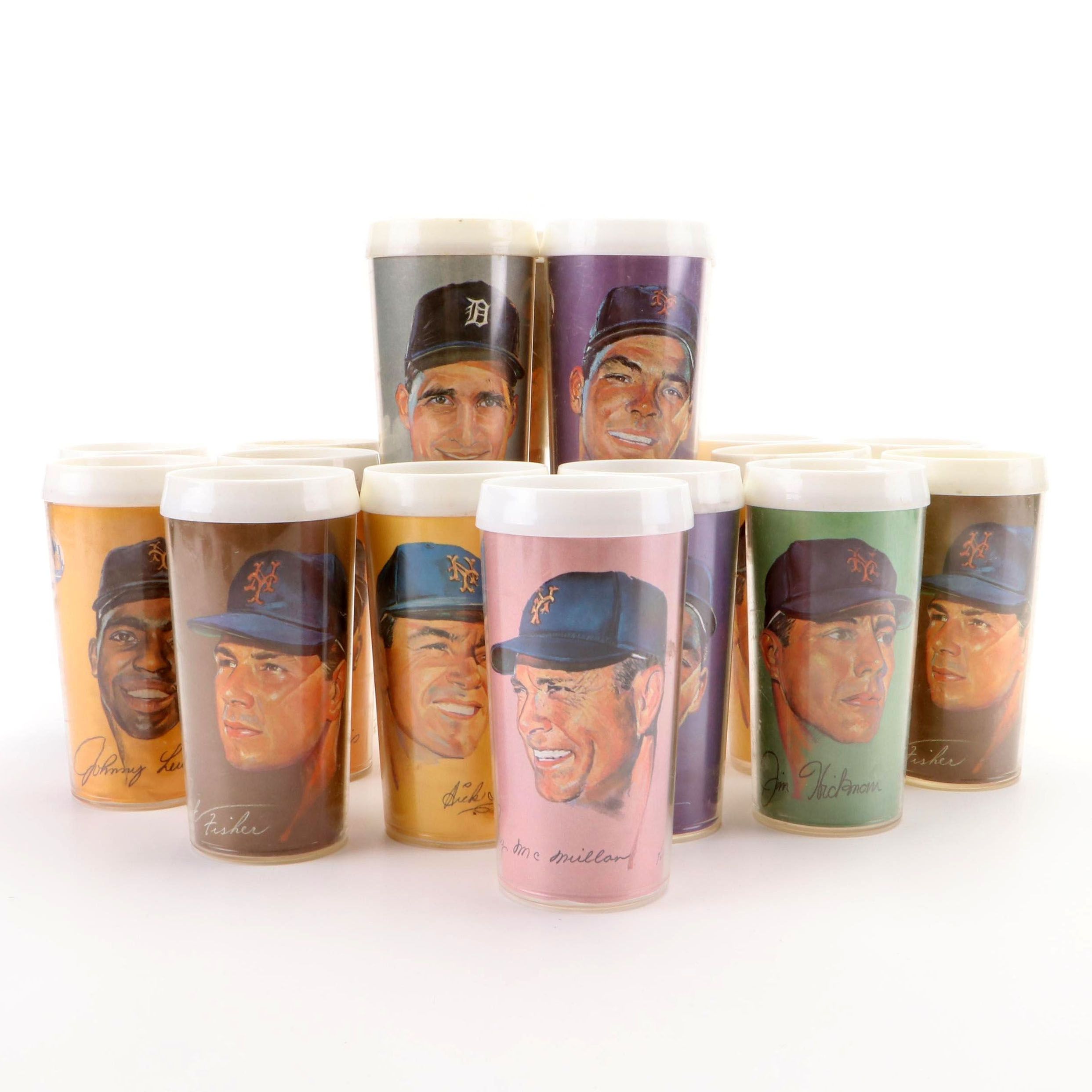 1960s Volpe Plastic MLB New York Mets and Detroit Tigers Tumbler Cups