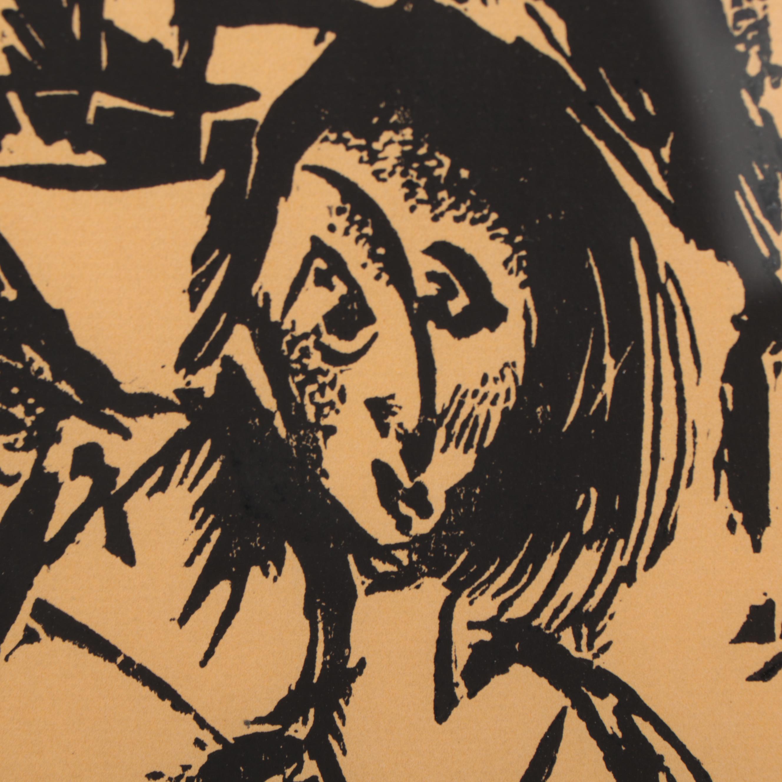 Marianna Edna Volz Linoleum Cut of Abstract Figures EBTH