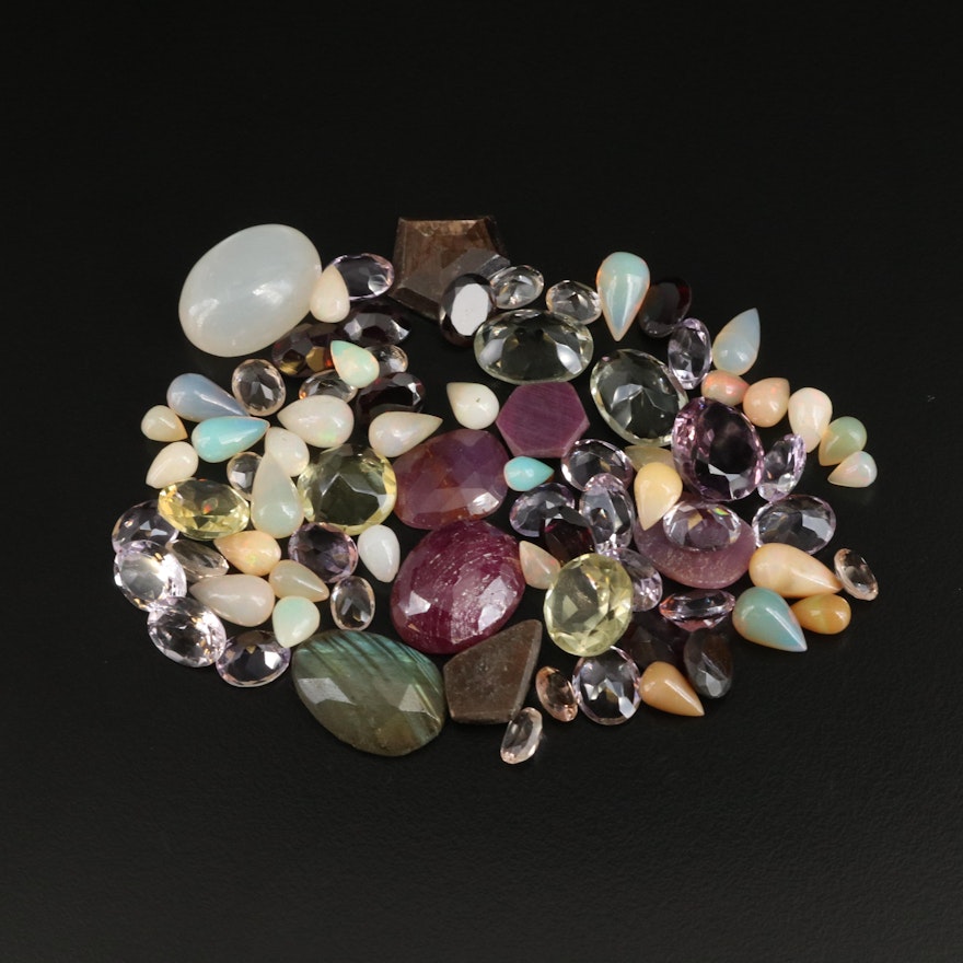 Loose Gemstones Including Ruby, Opal and Amethyst