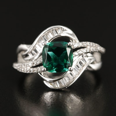 Sterling Emerald and White Sapphire Ring