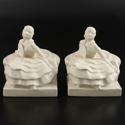 Rookwood Pottery "Colonial Ladies" Matte Glaze Ceramic Bookends, 1939