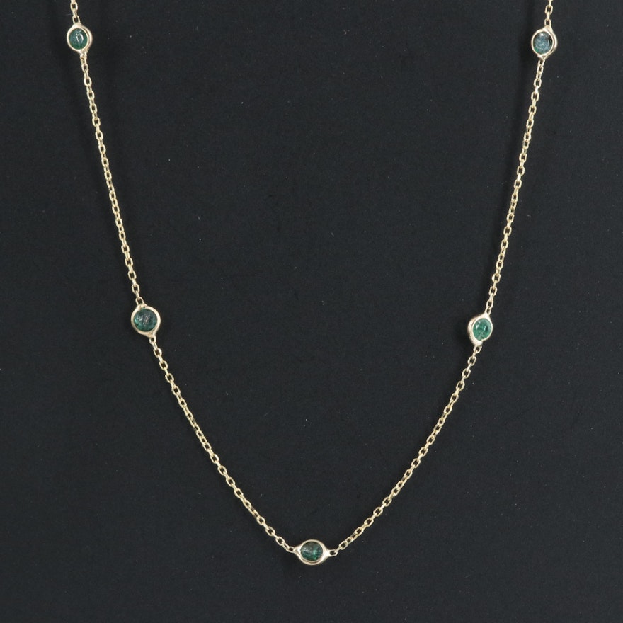 Italian 14K Emerald Station Necklace