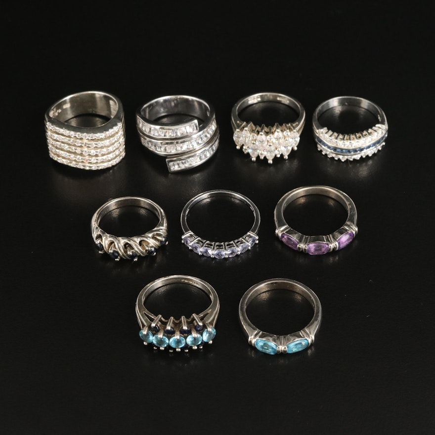 Sterling Topaz, Amethyst and Gemstone Rings