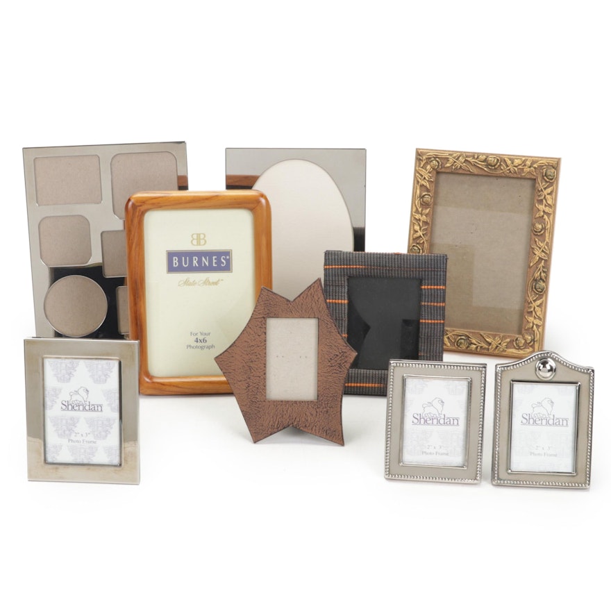 Silver Plate, Wood and Metal Easel Back Picture Frames, Late 20th Century