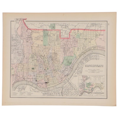 Gray's Hand-Colored Wax Engraving Map of "Cincinnati"