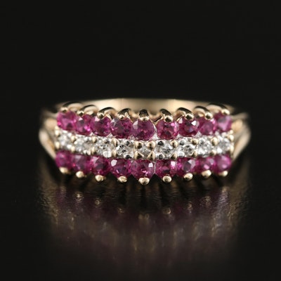 14K Ruby and Diamond Step Ring