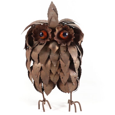 Metal Work Rustic Folk Art Owl Figurine