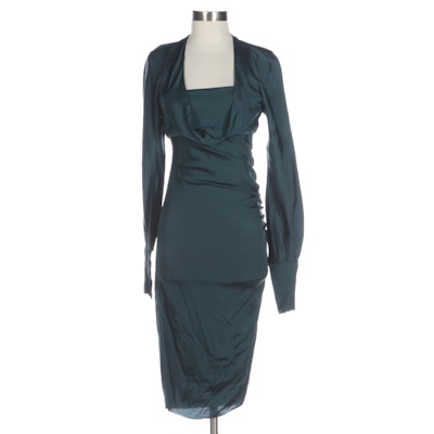 Gucci Silk Long Sleeve Dress with Side Rouging Detail