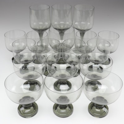 Orrefors "Gourmet" and and Other Smoke Tinted Glass Stemware
