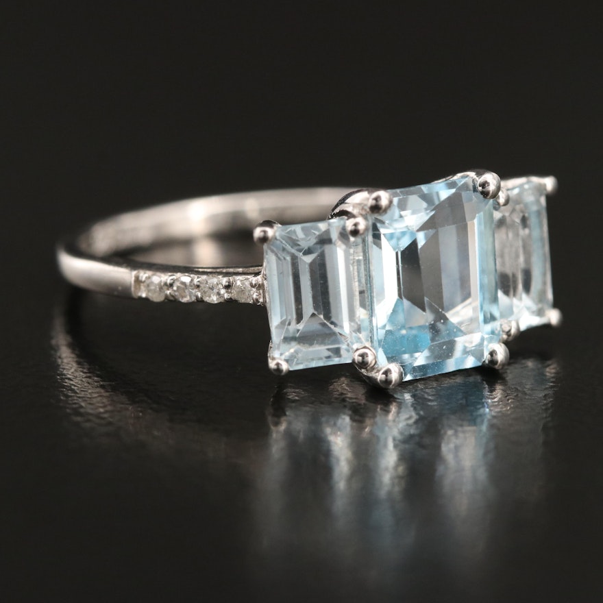 Sterling Sky Blue Topaz and Diamond Ring