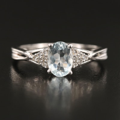 Sterling Aquamarine and Topaz Ring