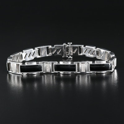 Sterling Black Onyx and Diamond Bracelet