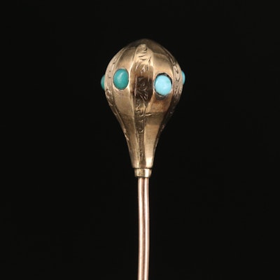 Victorian 10K Turquoise Scepter Stick Pin